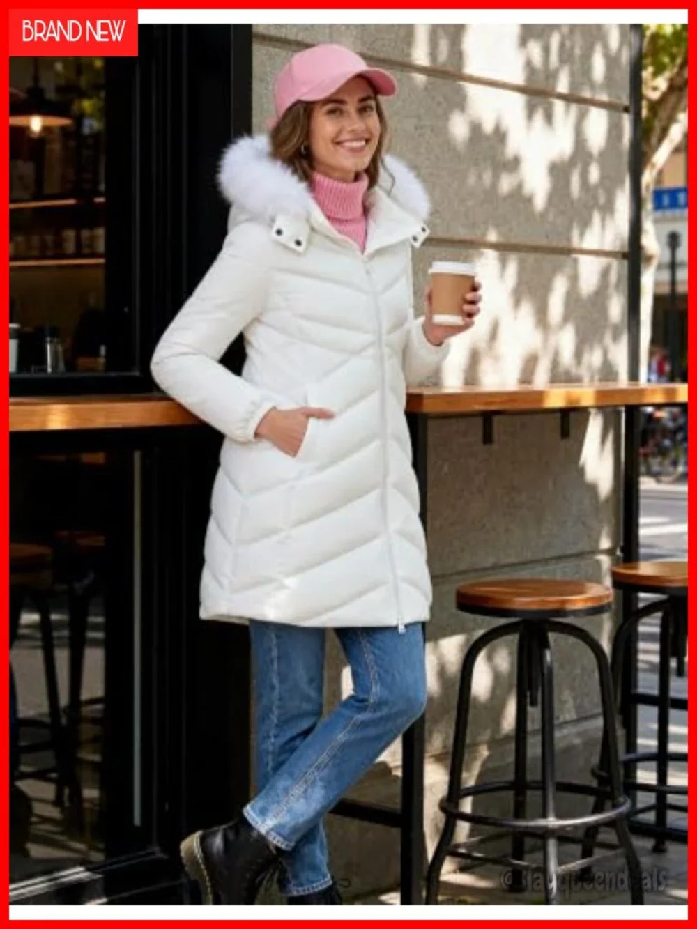 Long Quilted Puffer Jacket with Hood Waterproof Windproof Lightweight Winter